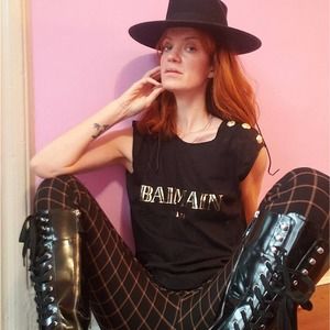 Balmain Button Cotton/Jersey Tank -Size 42 M